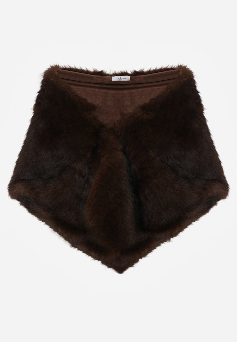 Brązowe Ponczo Etola z Futerka w Stylu Szala Cahreva