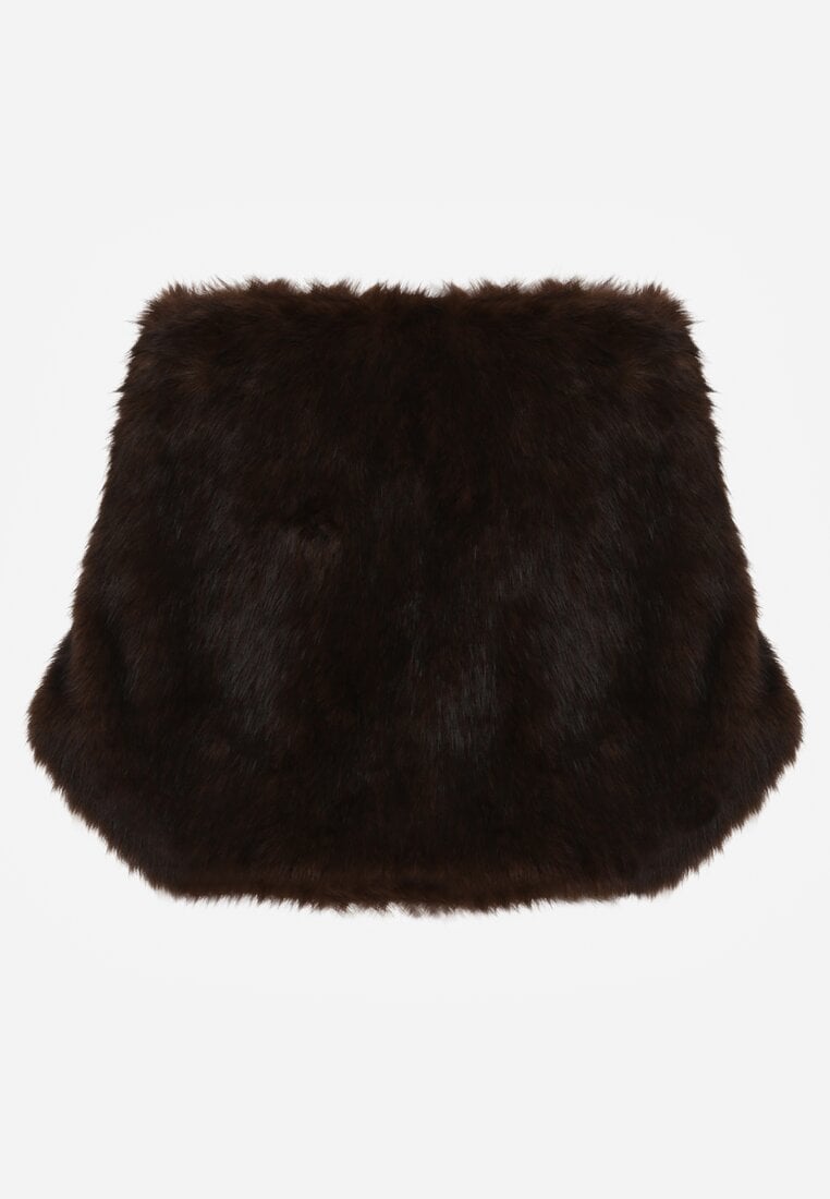 Brązowe Ponczo Etola z Futerka w Stylu Szala Cahreva