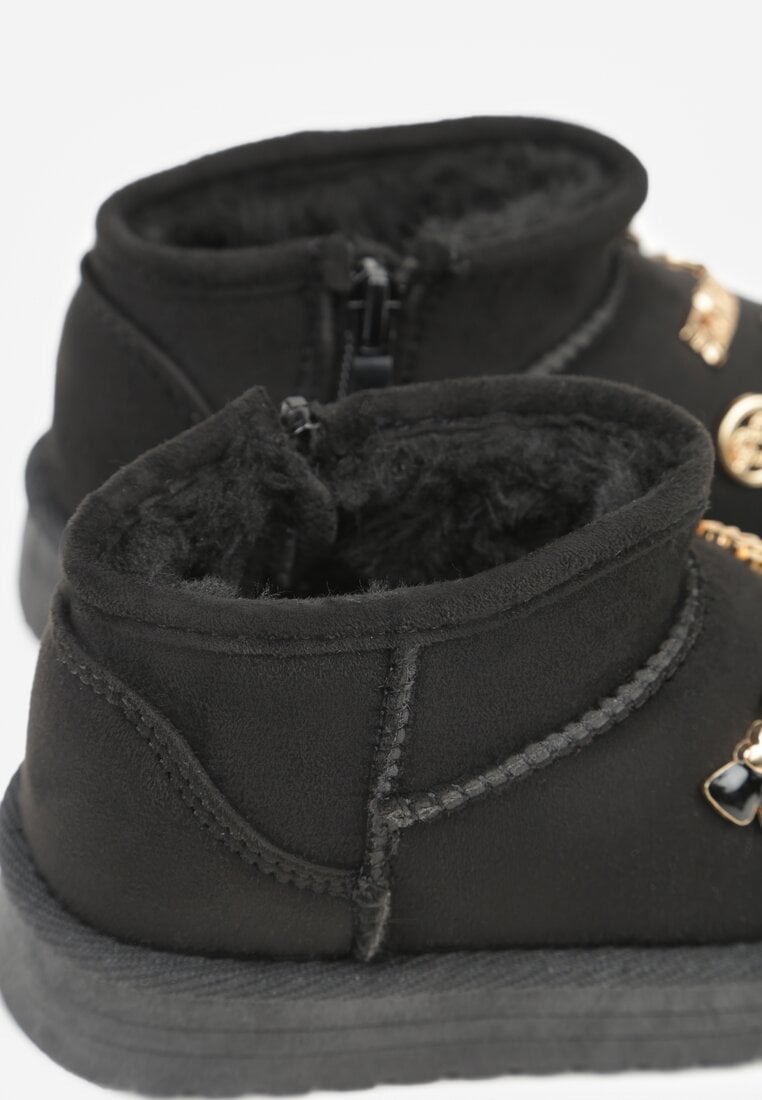 Czarne Śniegowce z Metalicznymi Aplikacjami 3D i Cyrkoniami  Aheline