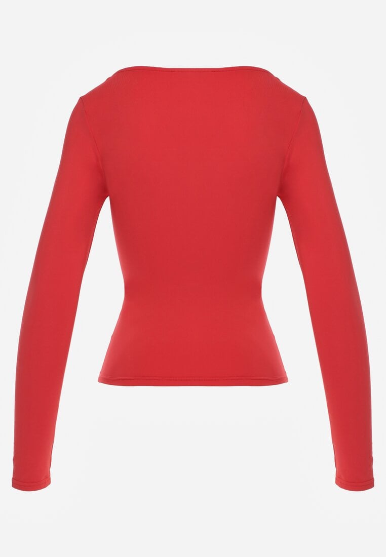 Czerwona Elastyczna Bluzka z Kwadratowym Dekoltem z Wiskozą Doriore