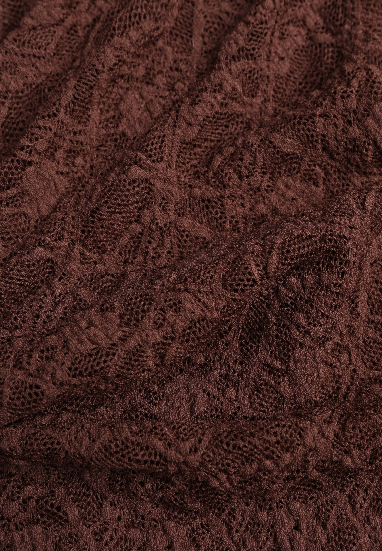 Brązowa Koronkowa Bluzka o Asymetrycznym Kroju na Jedno Ramię Nerasos