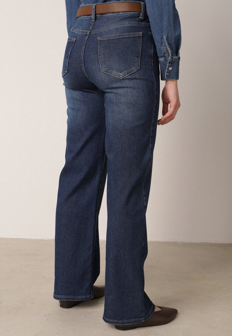 Niebieskie Szerokie Jeansy Regular Waist z Bawełną i Dodatkiem Wiskozy Physoesa