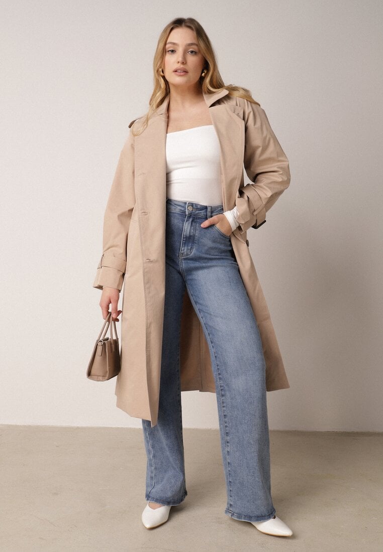 Niebieskie Szerokie Jeansy z Bawełną i Domieszką Wiskozy z Wysokim Stanem Zhein