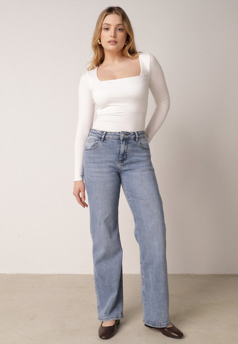 Niebieskie Szerokie Jeansy z Regularnym Stanem z Bawełną i Domieszką Wiskozy Lairoe