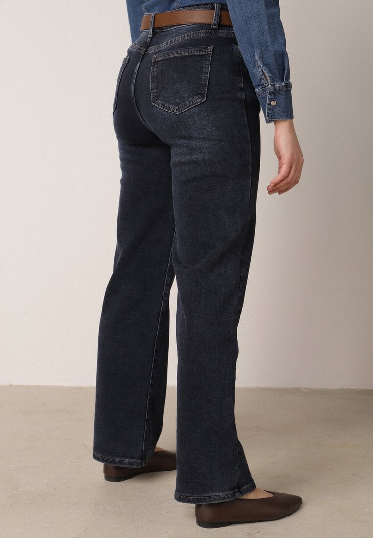Niebieskie Jeansy z Bawełną z Wysokim Stanem i Szerokimi Nogawkami Nixeasi