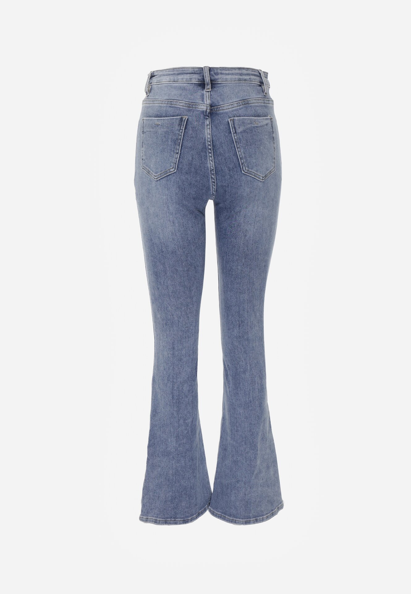 Niebieskie Jeansy Dzwony z Bawełny z Wysokim Stanem Nemenphite