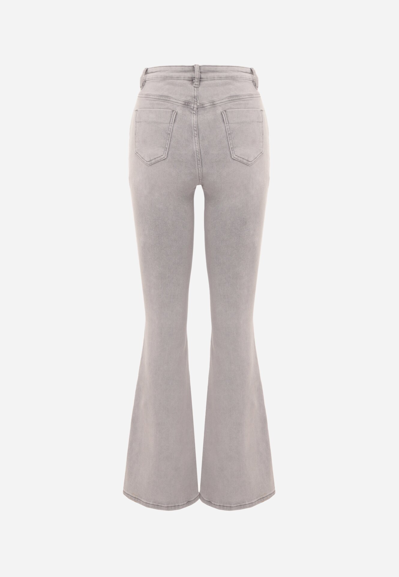 Szare Bawełniane Jeansy Dzwony z Wysokim Stanem Bwynvienne