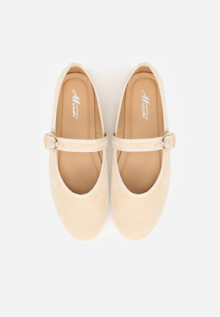 Beżowe Balerinki w Stylu Mary Jane Urifiel