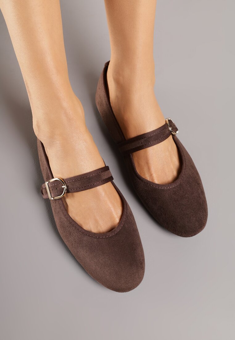 Brązowe Balerinki w Stylu Mary Jane Urifiel