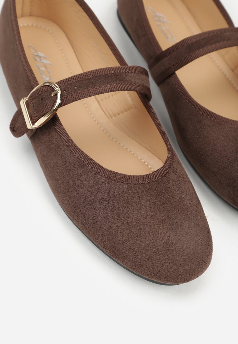 Brązowe Balerinki w Stylu Mary Jane Urifiel