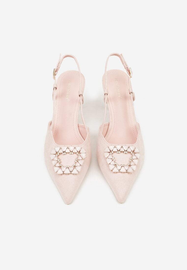 Różowe Sandały na Szpilce z Cyrkoniową Klamrą Elinvyra