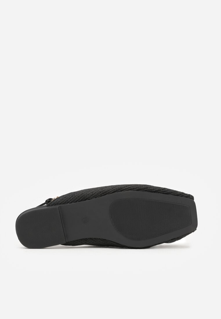 Czarne Sandały Ozdobione Plecionką i Aplikacjai Hellia