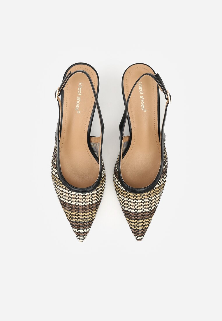 Czarne Sandały Ozdobione Plecionką Oaratune