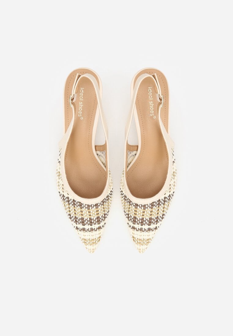 Beżowe Sandały Ozdobione Plecionką Oaratune