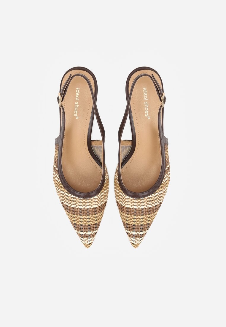 Brązowe Sandały Ozdobione Plecionką Oaratune