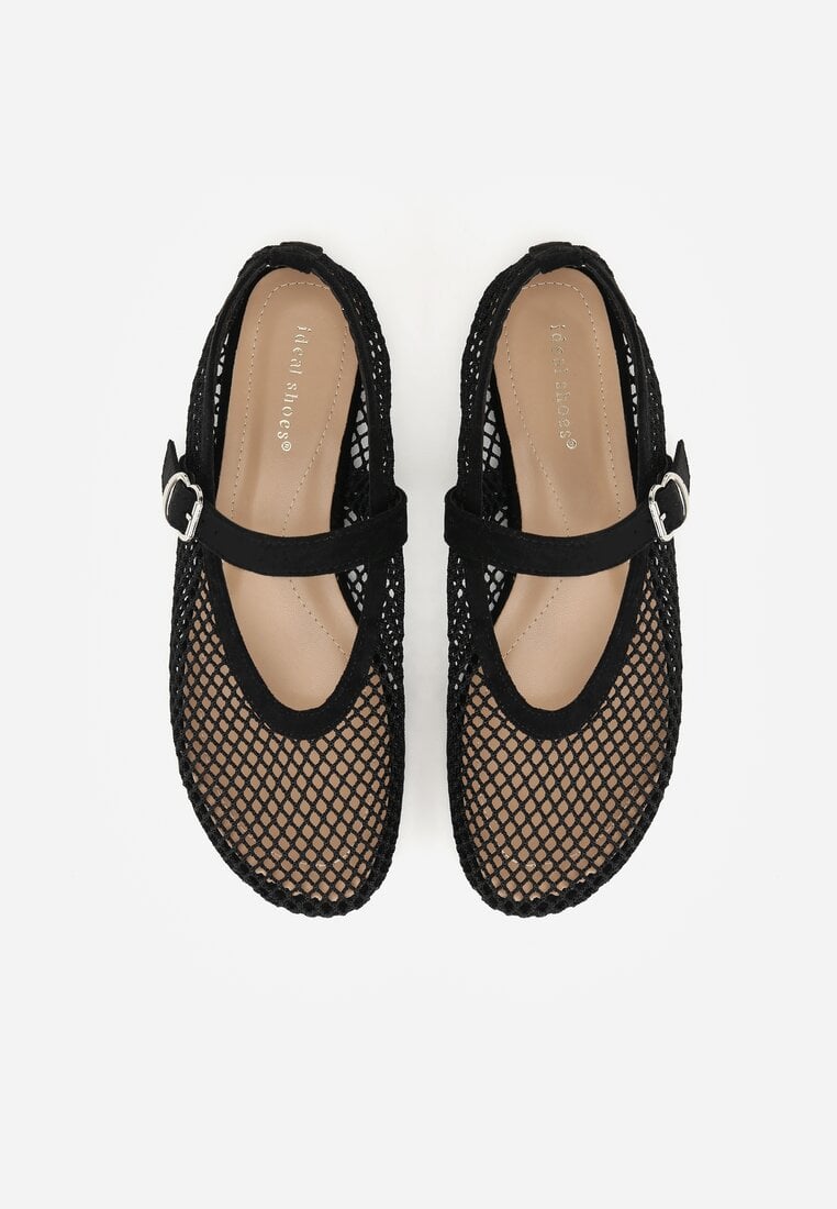 Czarne Siateczkowe Balerinki Appletwinkle
