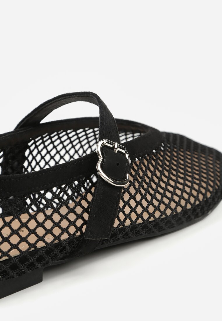 Czarne Siateczkowe Balerinki Appletwinkle