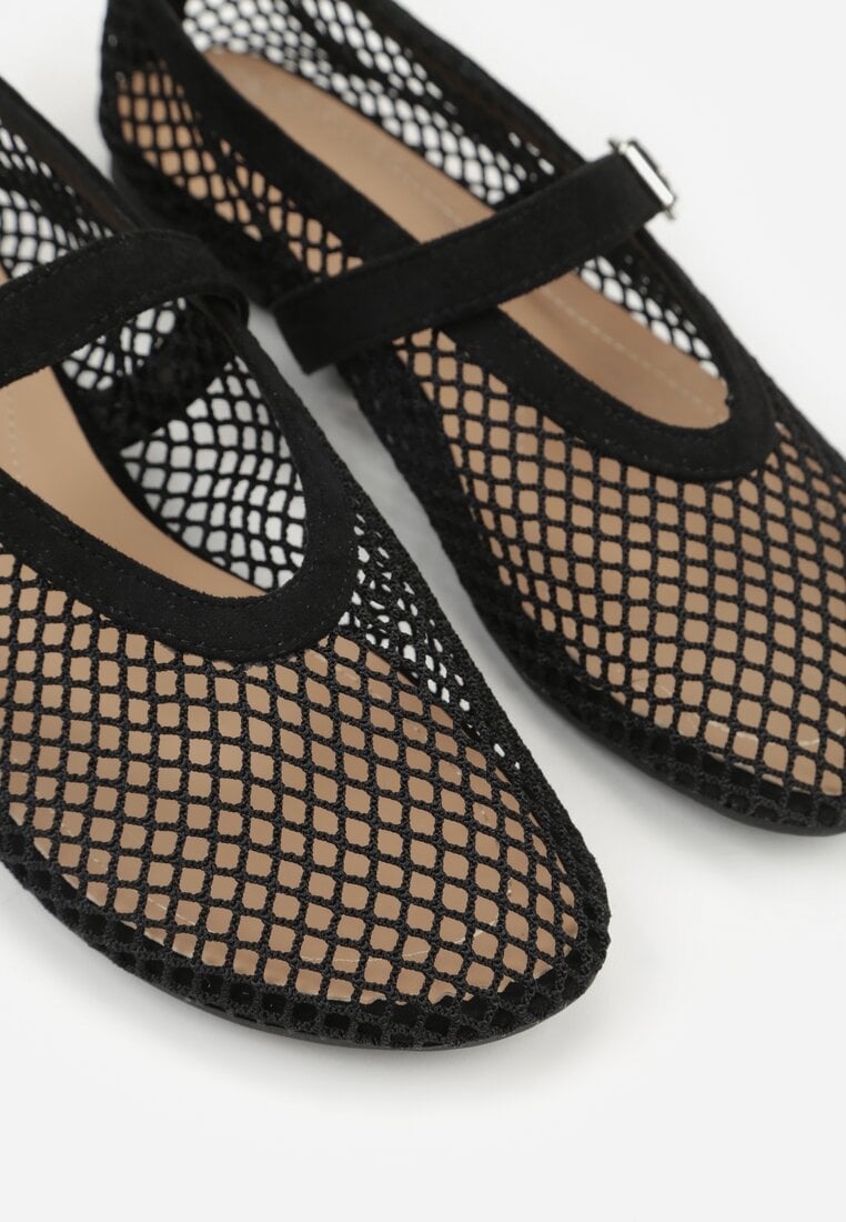 Czarne Siateczkowe Balerinki Appletwinkle