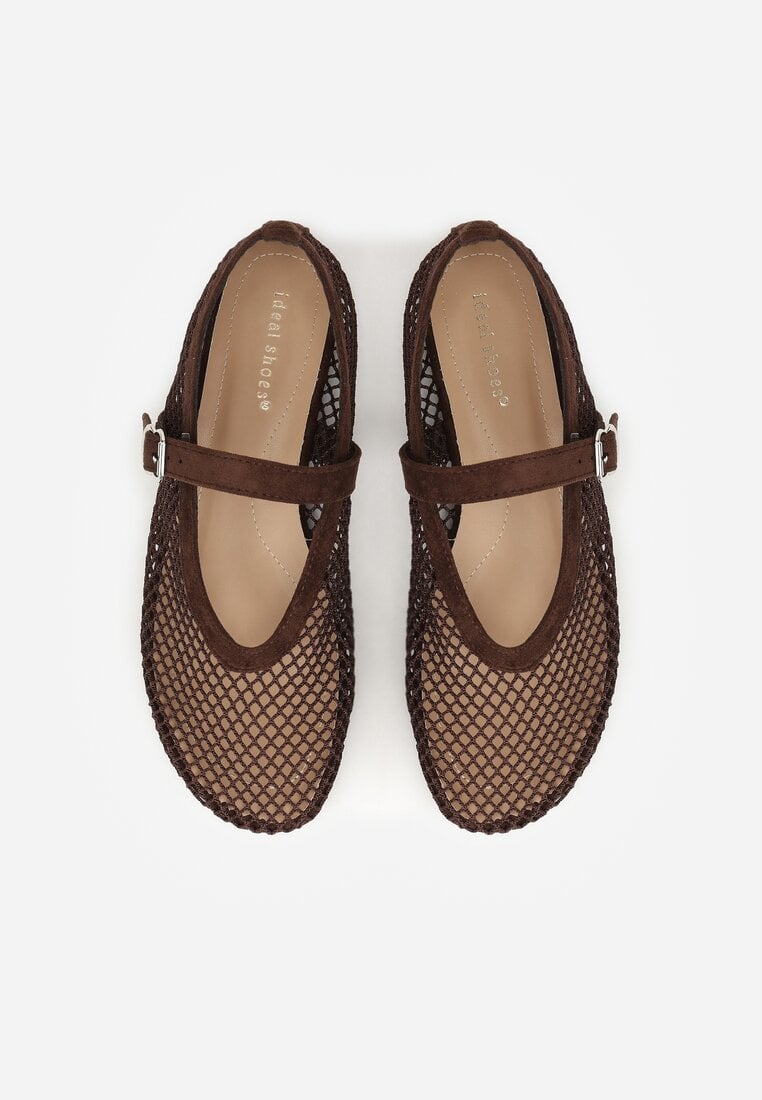 Brązowe Siateczkowe Balerinki Appletwinkle