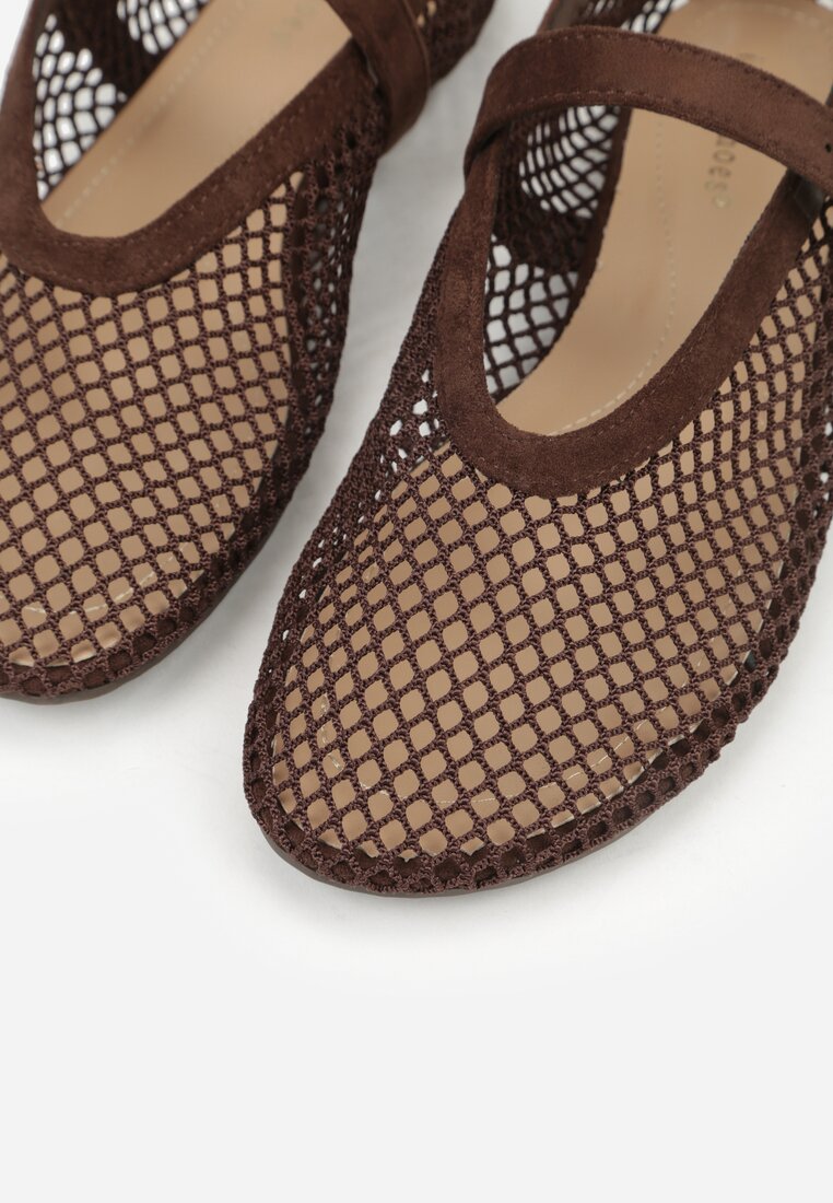 Brązowe Siateczkowe Balerinki Appletwinkle