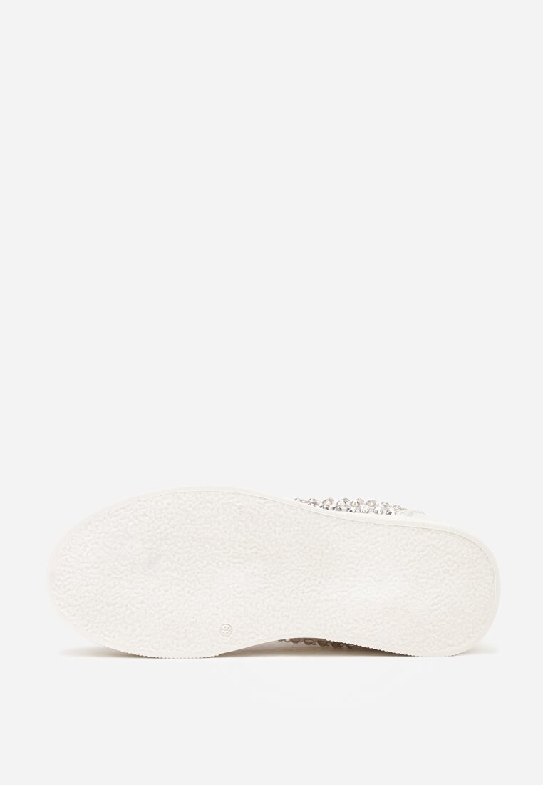 Beżowe Sneakersy na Grubej Podeszwie Ozdobione Cyrkoniami Ilaronis