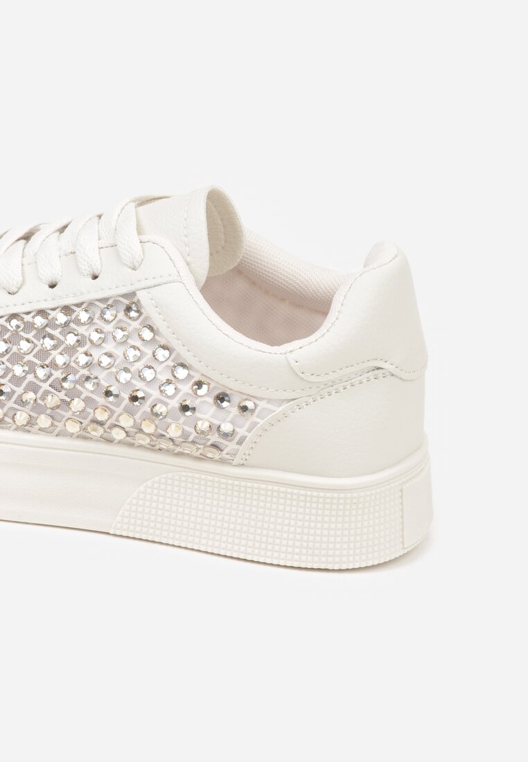 Beżowe Sneakersy na Grubej Podeszwie Ozdobione Cyrkoniami Ilaronis