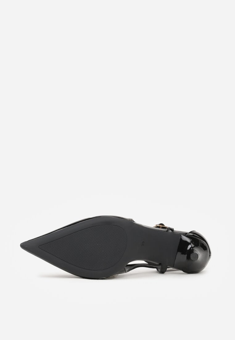 Czarne Lakierowane Szpilki Ozdobione Wycięciami Ynisorin