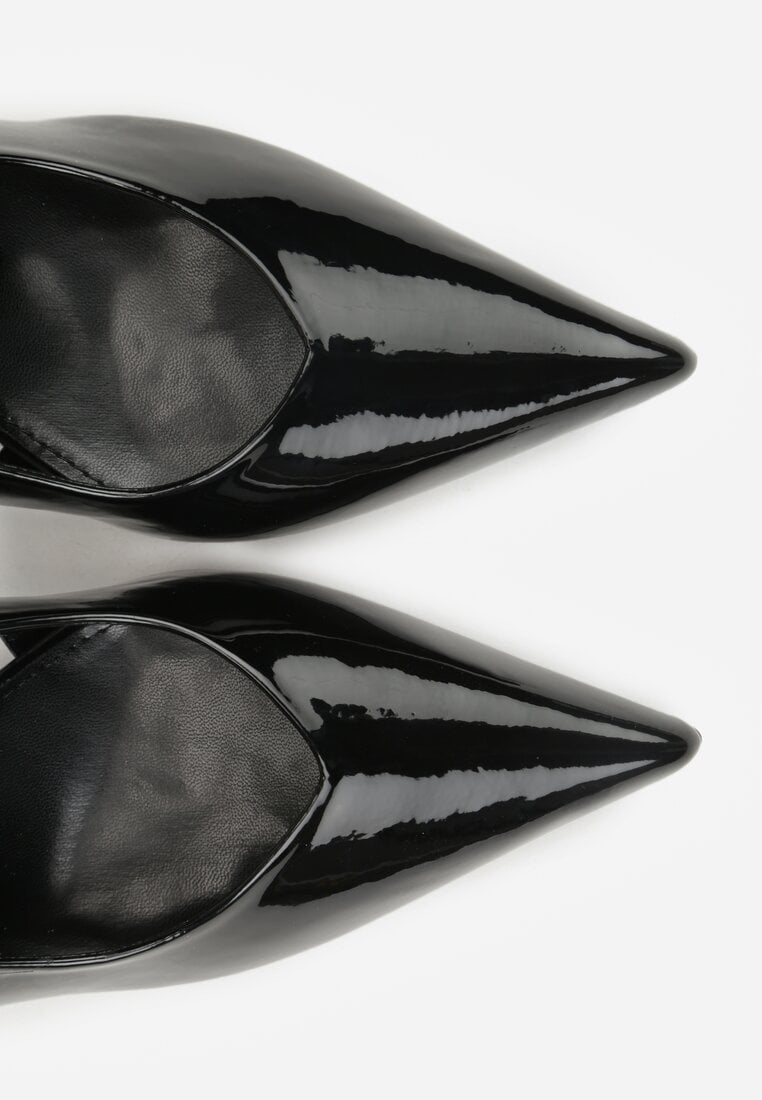 Czarne Lakierowane Szpilki Ozdobione Wycięciami Ynisorin