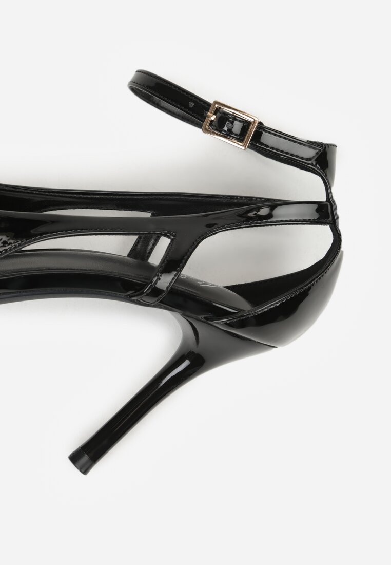 Czarne Lakierowane Szpilki Ozdobione Wycięciami Ynisorin