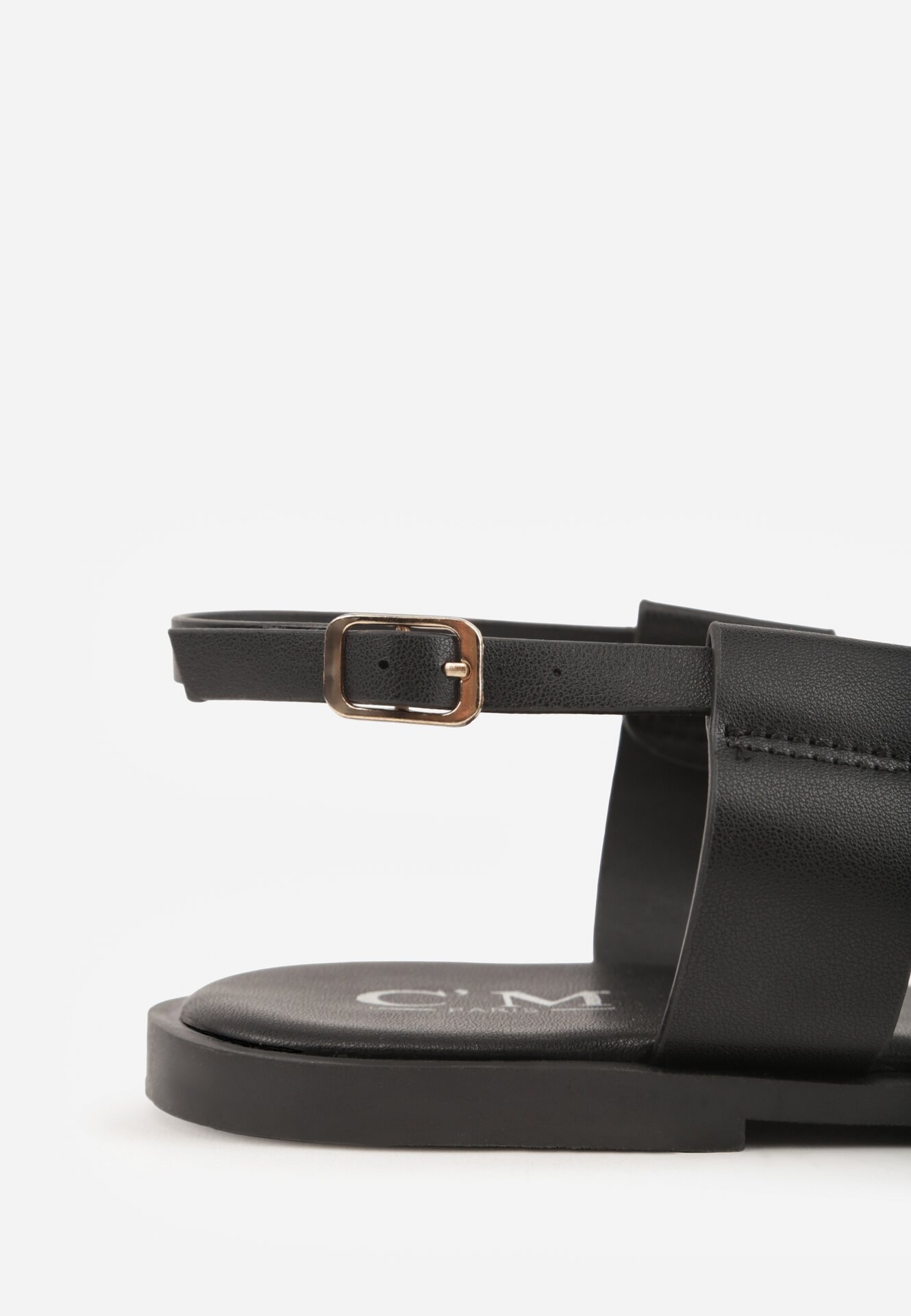 Czarne Sandały w Stylu Japonek z Metaliczną Ozdobą Catelin