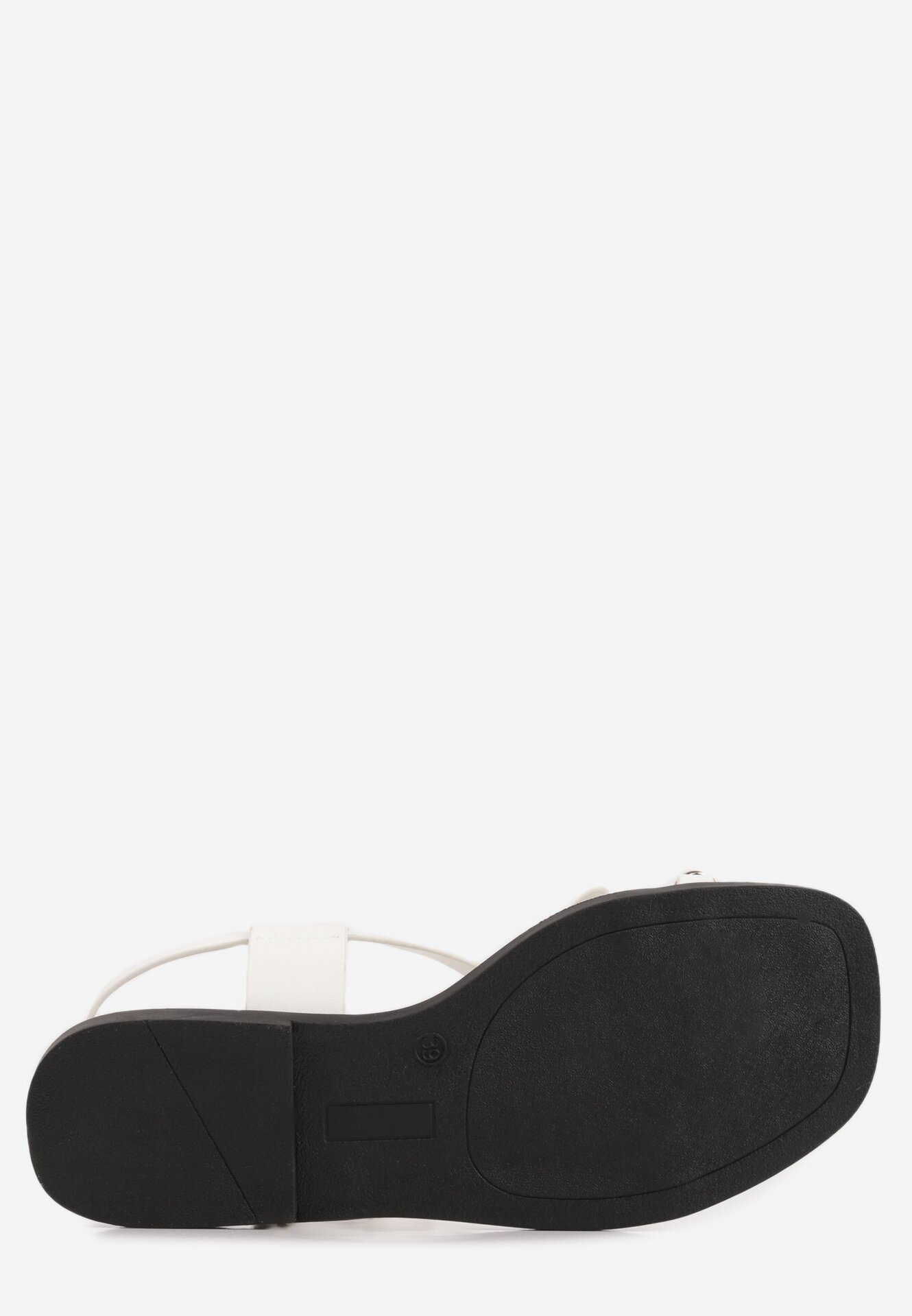 Białe Sandały w Stylu Japonek z Metaliczną Ozdobą Catelin