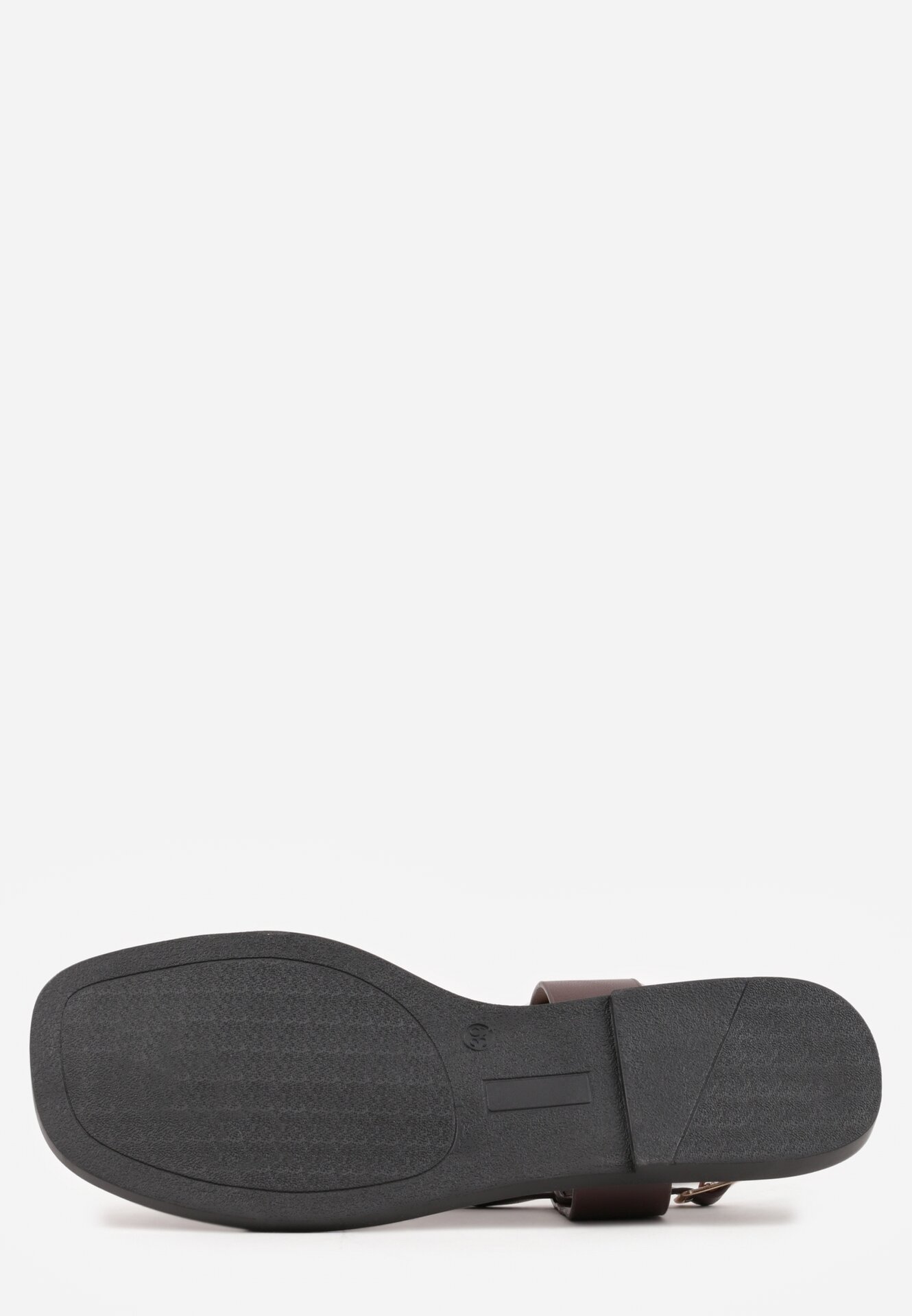 Ciemnobrązowe Sandały w Stylu Japonek z Metaliczną Ozdobą Catelin