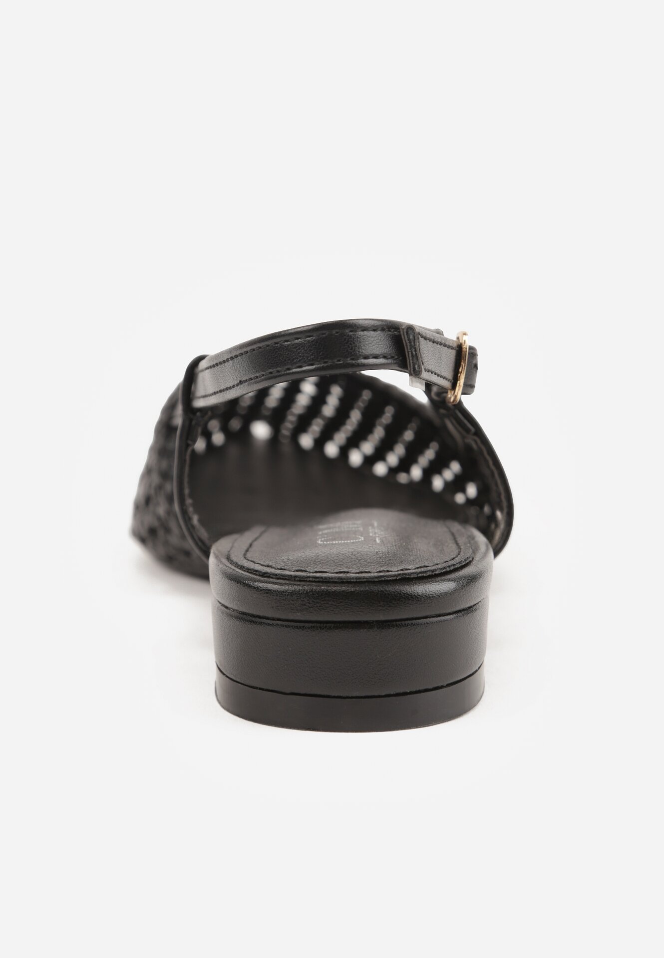 Czarne Sandały Ozdobione Plecionką Melorah