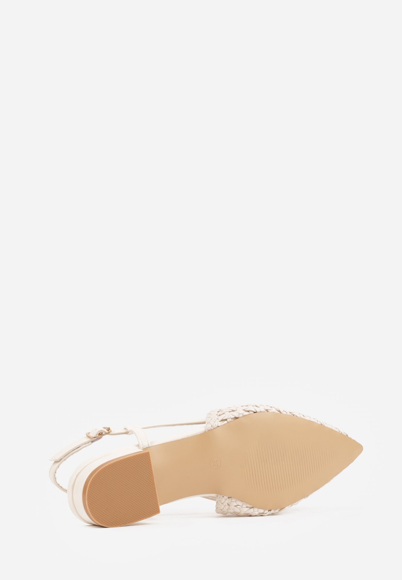 Beżowe Sandały Ozdobione Plecionką Melorah