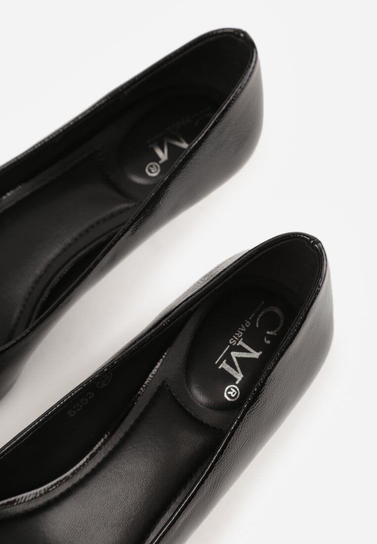 Czarne Czółenka na Obcasie Typu Kaczuszka Hollybloom