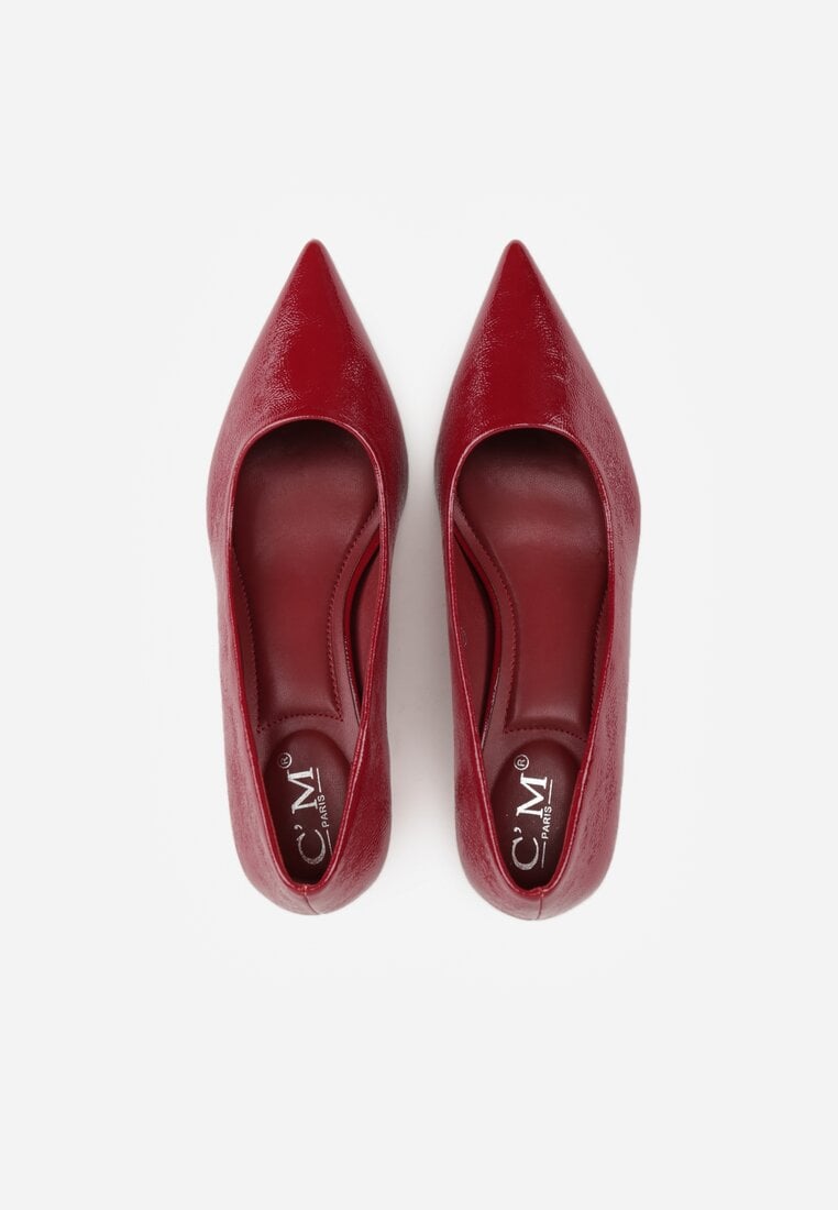 Bordowe Czółenka na Obcasie Typu Kaczuszka Hollybloom
