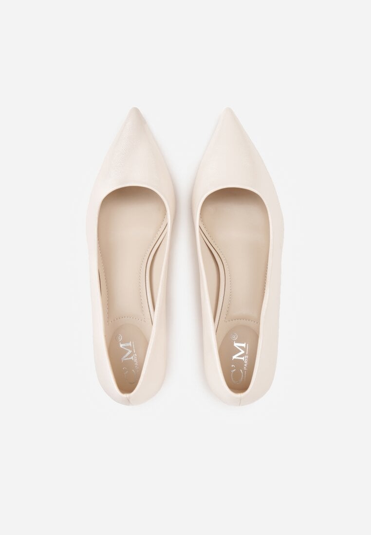 Beżowe Czółenka na Obcasie Typu Kaczuszka Hollybloom