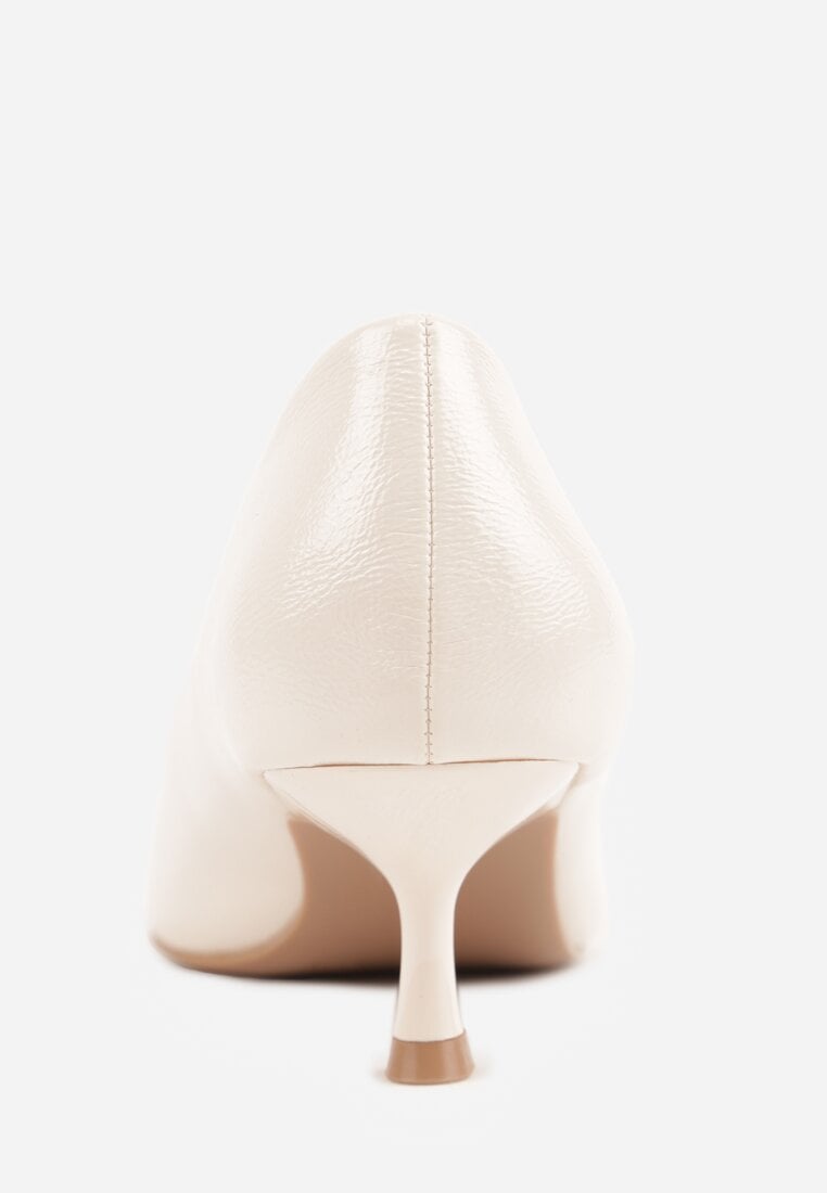 Beżowe Czółenka na Obcasie Typu Kaczuszka Hollybloom