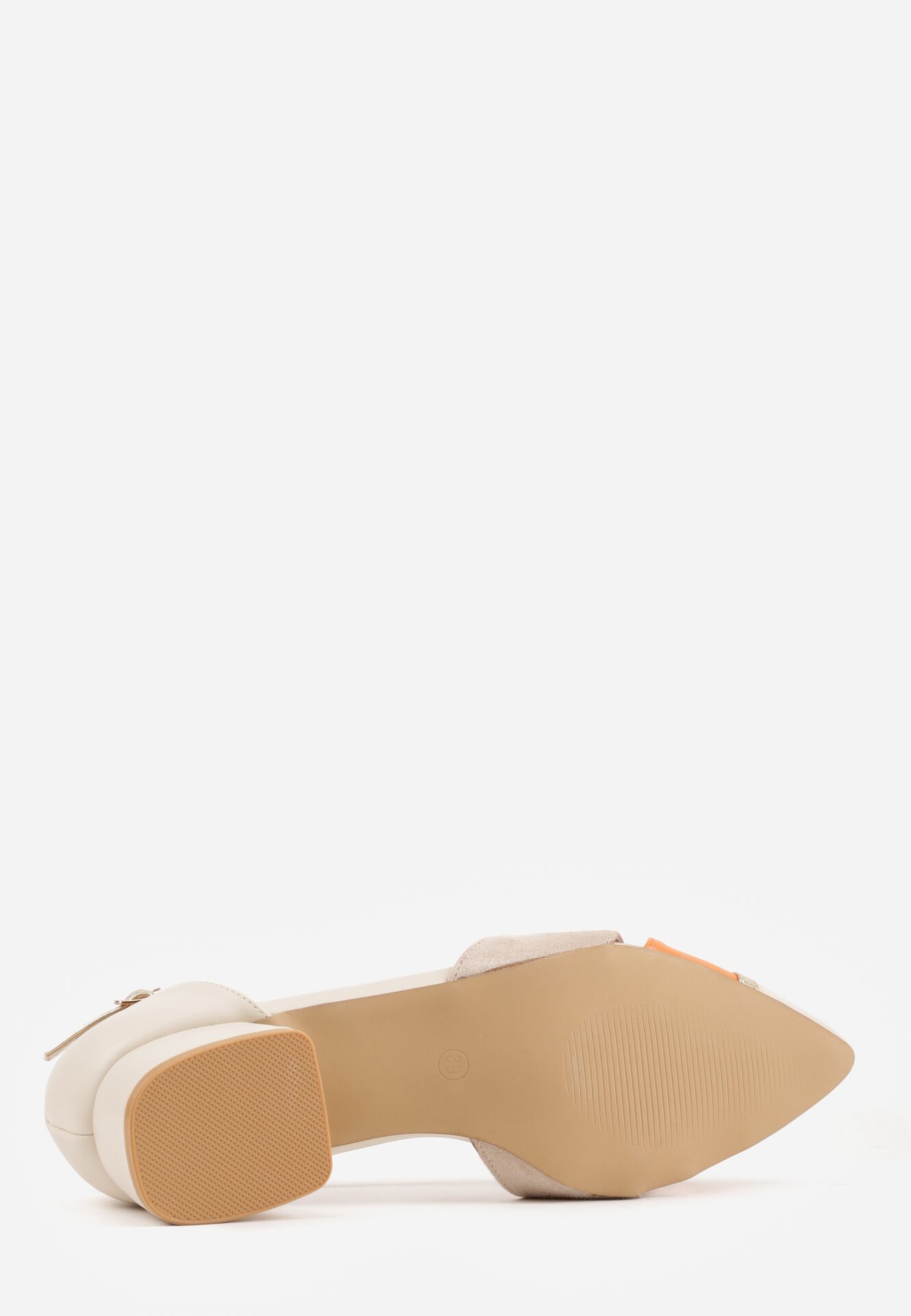 Beżowe Czółenka na Obacasie z Wycięciami i Metalicznymi Paskami Prosilis