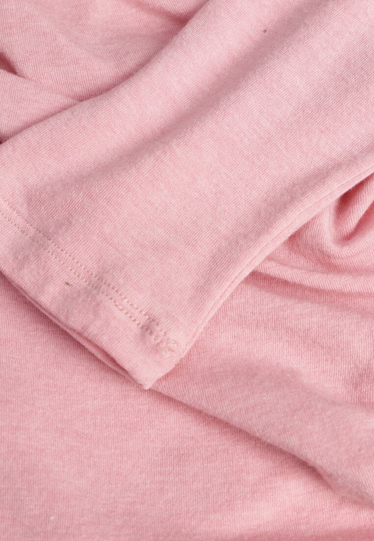 Różowa Bluzka z Bawełną Dekoltem Typu Łódka i Marszczeniem  Typhatos