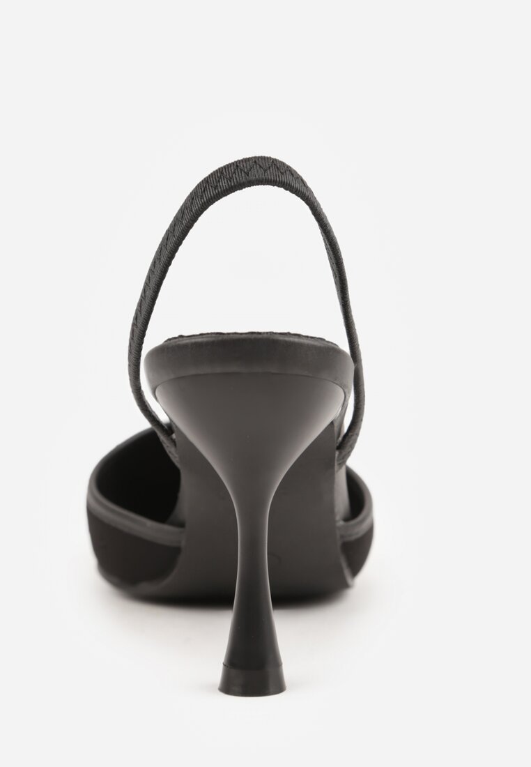 Czarne Sandały na Szpilce Ozdobione Koralikami i Haftem Iphorise