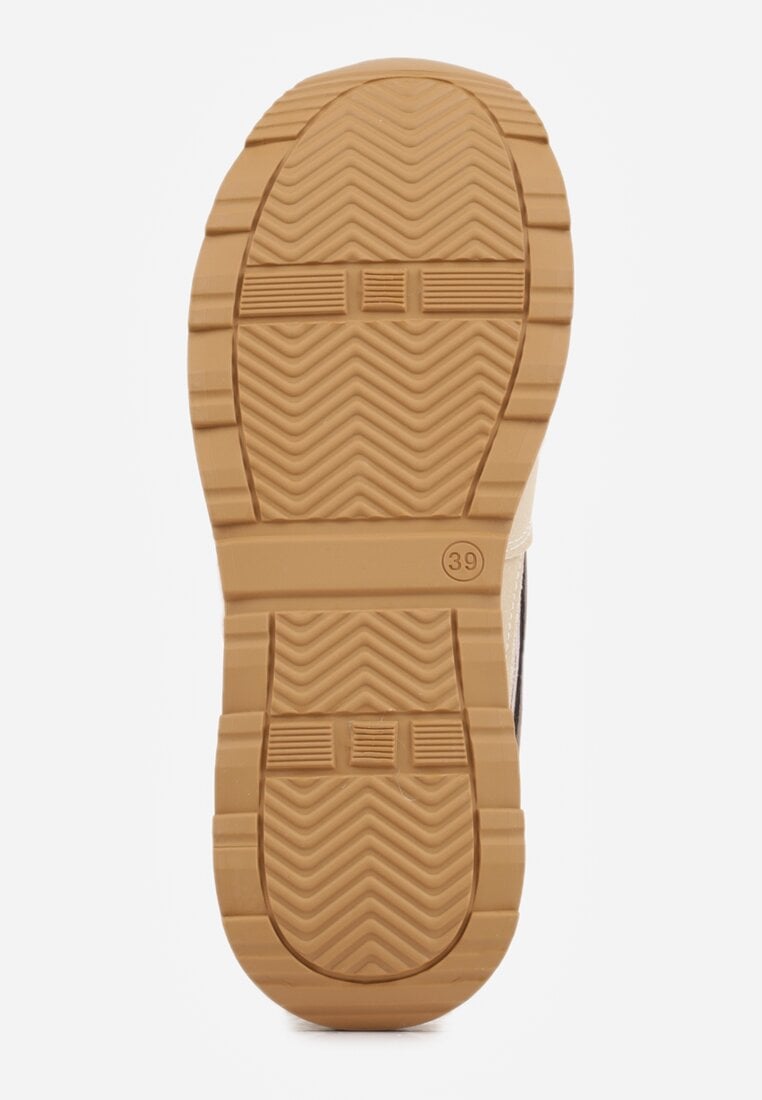 Beżowe Sneakersy na Grubej Podeszwie z Perforacją i Tweedowymi Wstawkami Idaphyphe