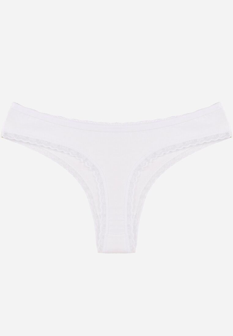 Białe Majtki z Bawełną Typu Stringi Ozdobione Koronką Cirilise