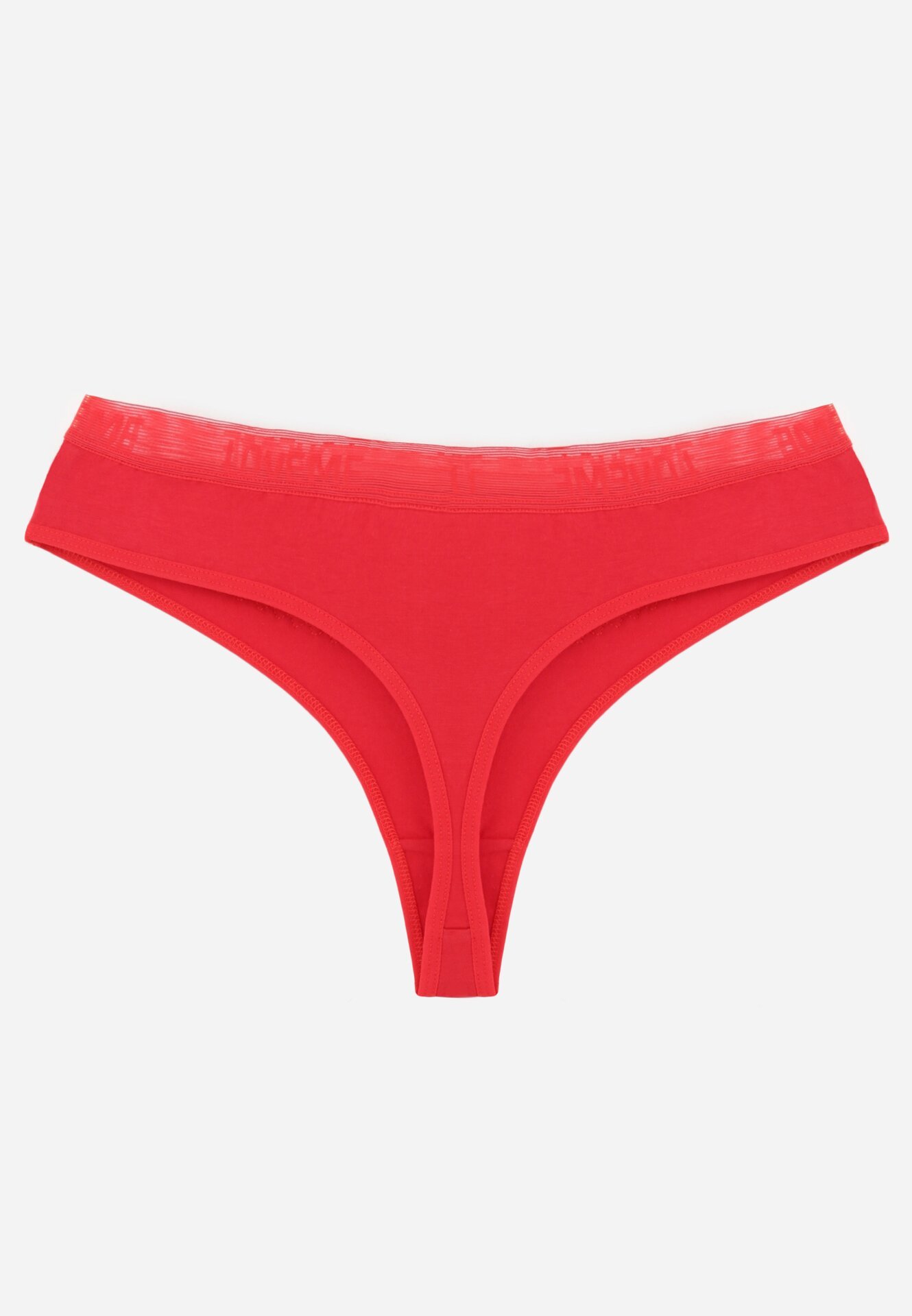 Czerwone Majtki Stringi z Bawełną Ozdobione Koronką Thelanthe