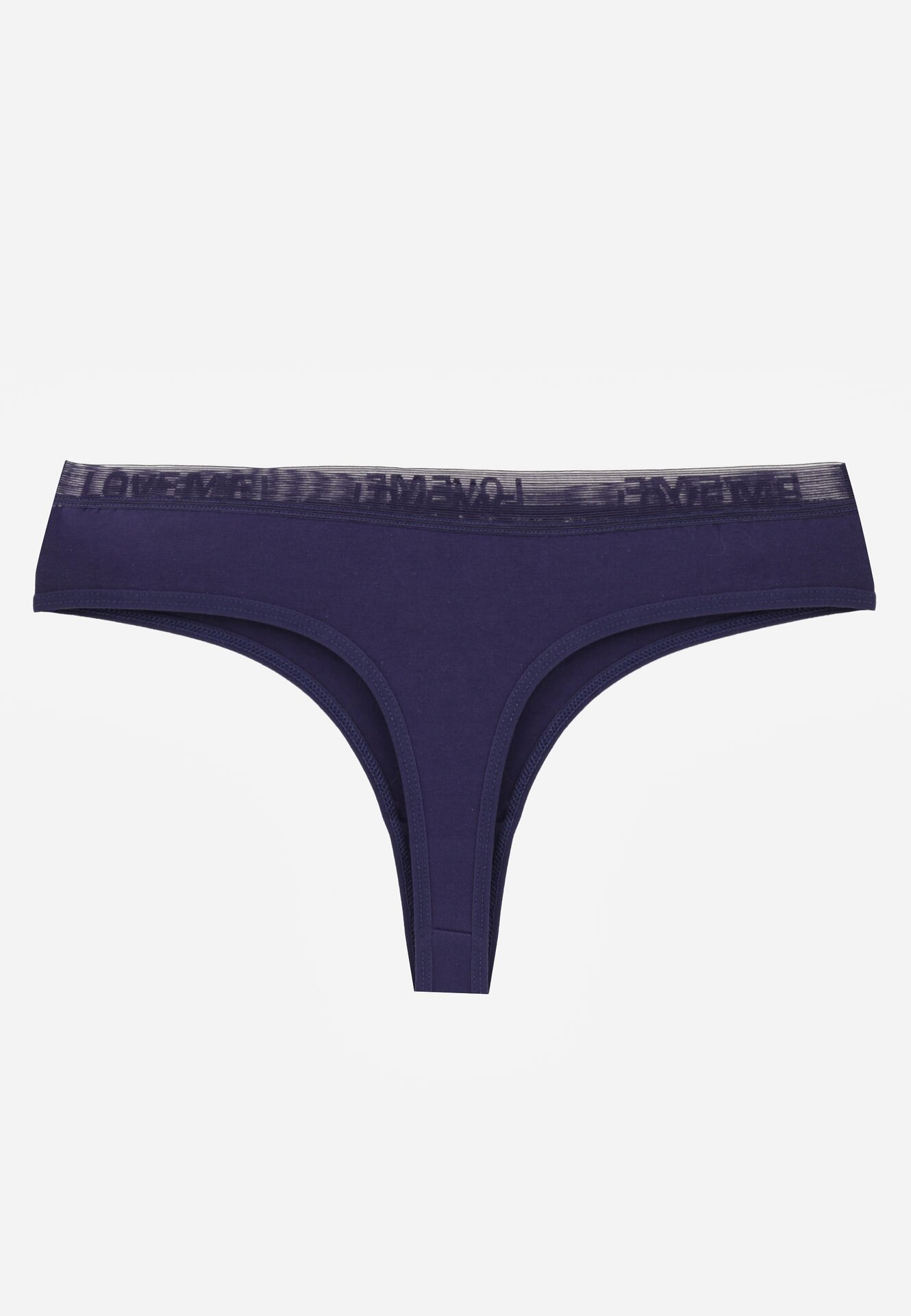 Granatowe Majtki Stringi z Bawełną Ozdobione Koronką Thelanthe