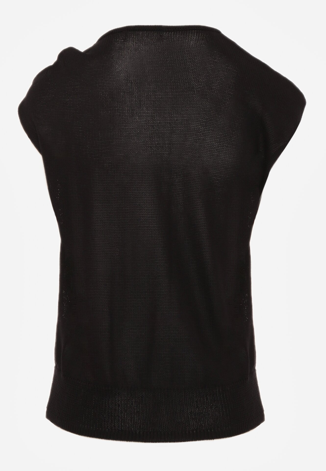 Czarna Dzianinowa Bluzka z Wiskozy Bez Rękawów z Biżuteryjną Aplikacją Orinera