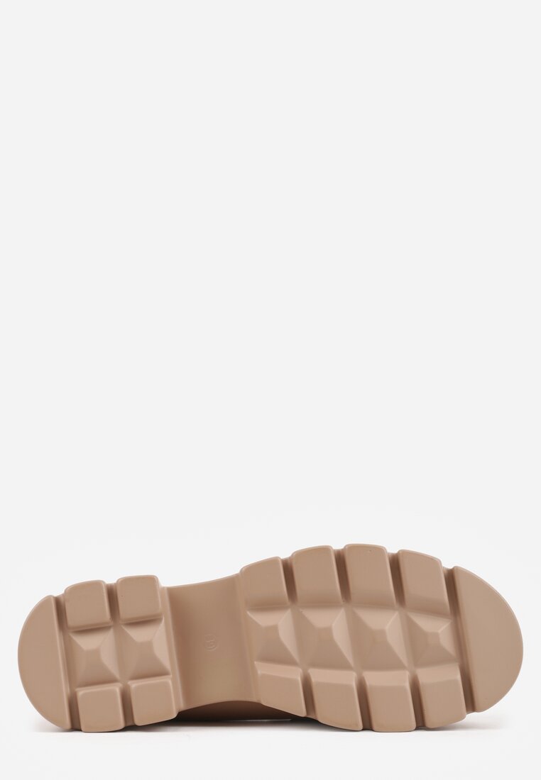 Ciemnobeżowe Mokasyny na Grubej Tłoczonej Podeszwie Dorikharei