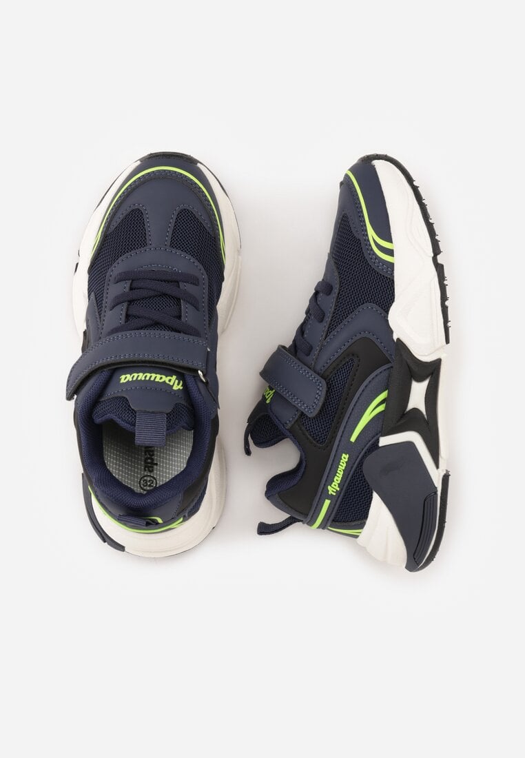 Granatowe Buty Sportowe Sneakersy z Geometrycznym Motywem Hythia