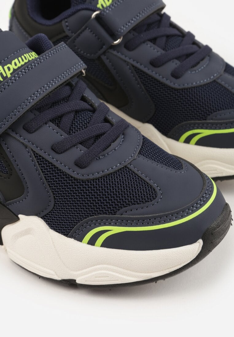 Granatowe Buty Sportowe Sneakersy z Geometrycznym Motywem Hythia