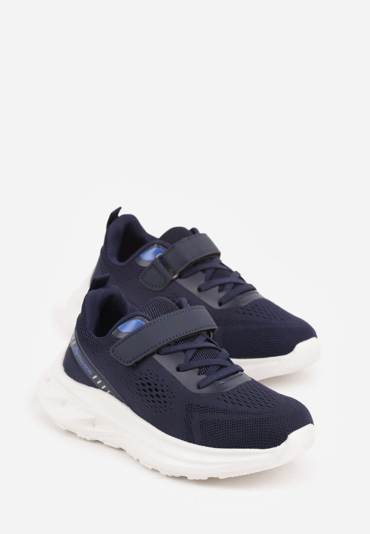 Granatowe Buty Sportowe Sneakersy na Grubej Podeszwie z Tłoczeniem Hyrene